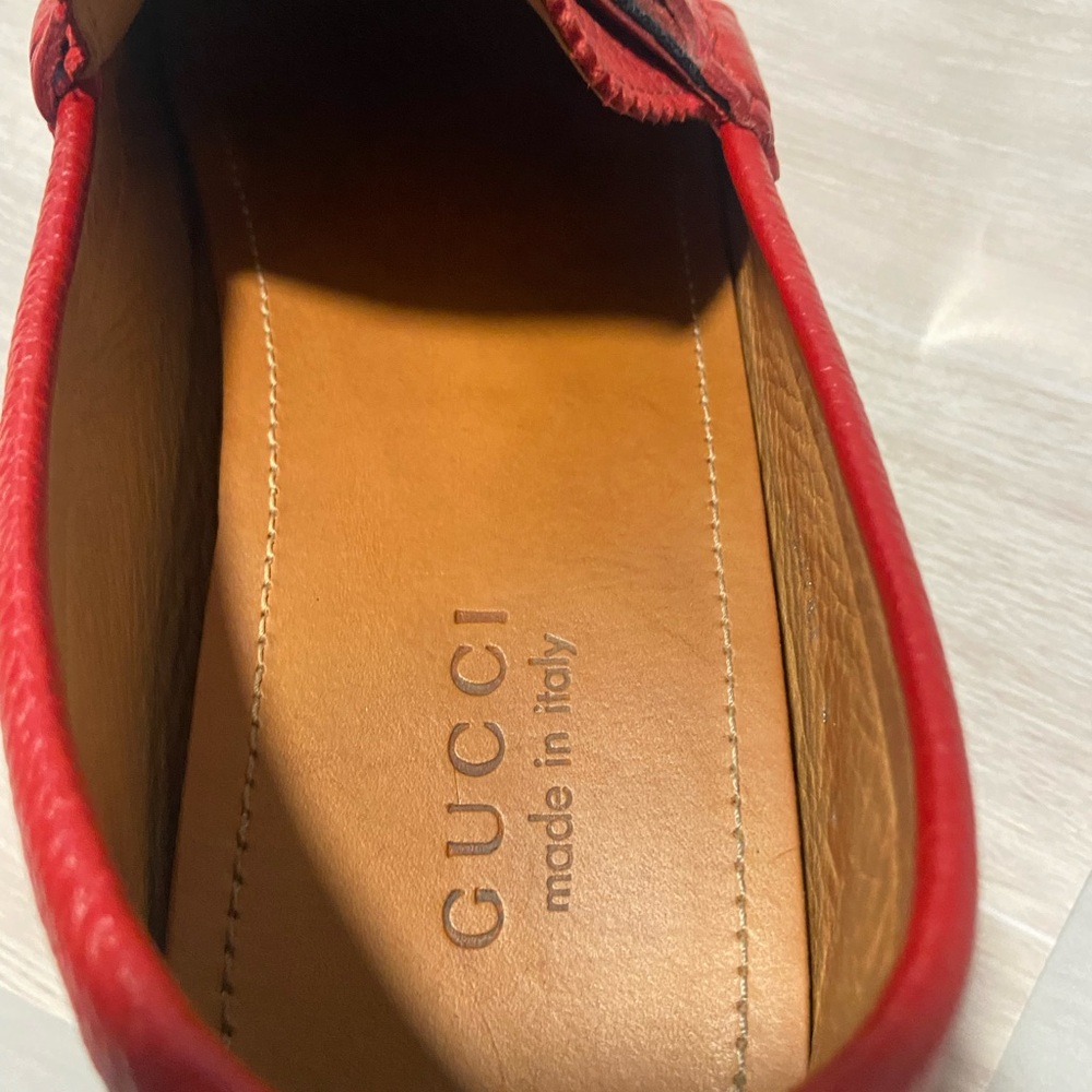 Gucci Red Leather Horsebit Drivers - Picture 11 of 16